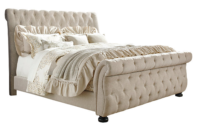 Willenburg Queen Upholstered Sleigh Bed, Ashley Furniture Upholstered Headboard King Size Metal Legs
