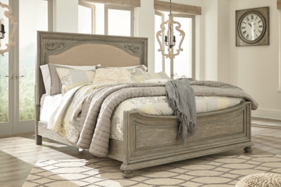 Marleny California King Panel Bed, Gray/Whitewash, large