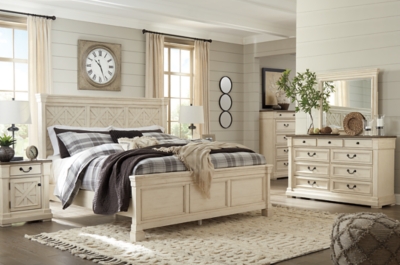 Bolanburg King Panel Bed with Mirrored Dresser and Chest, , rollover
