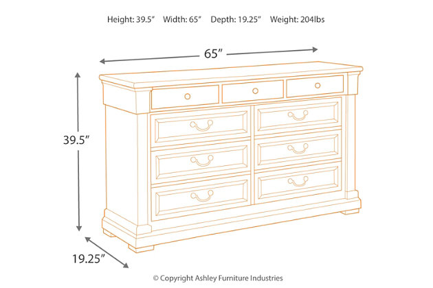 Bolanburg 9 Drawer Dresser Ashley, Bedroom Dresser Dimensions