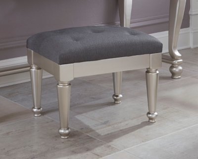 B650-01 Coralayne Vanity Stool, Silver sku B650-01