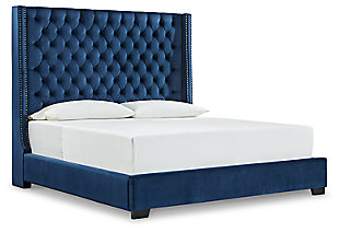 Coralayne California King Upholstered Bed, Blue, large