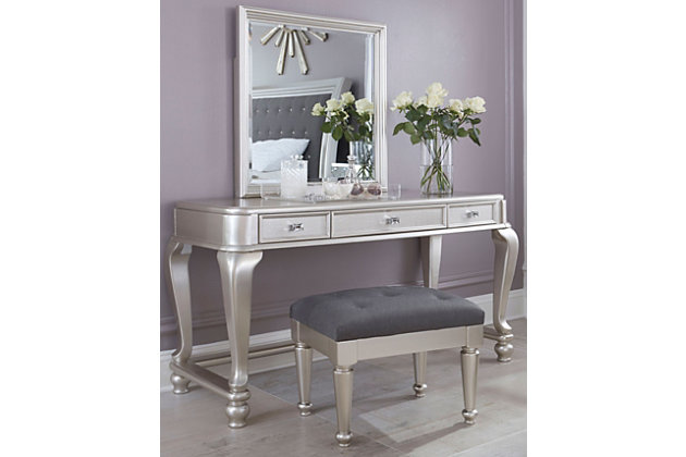 Cayne Youth Mirrored Vanity With, Mirrored Vanity Chair