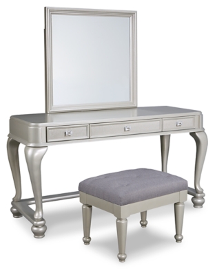 Coralayne Youth Mirrored Vanity with Chair, , large