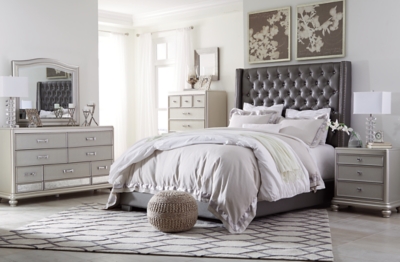 coralayne queen upholstered bed | ashley furniture homestore