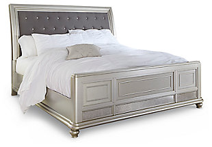 Coralayne Queen Sleigh Bed, Silver, large