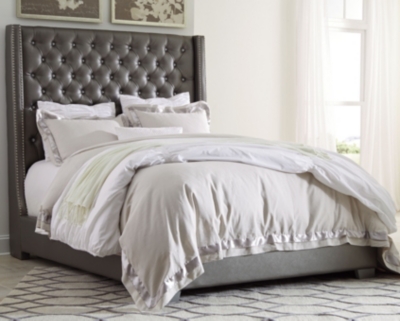 Coralayne Queen Upholstered Bed, Gray, rollover