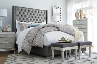 coralayne queen upholstered bed | ashley furniture homestore