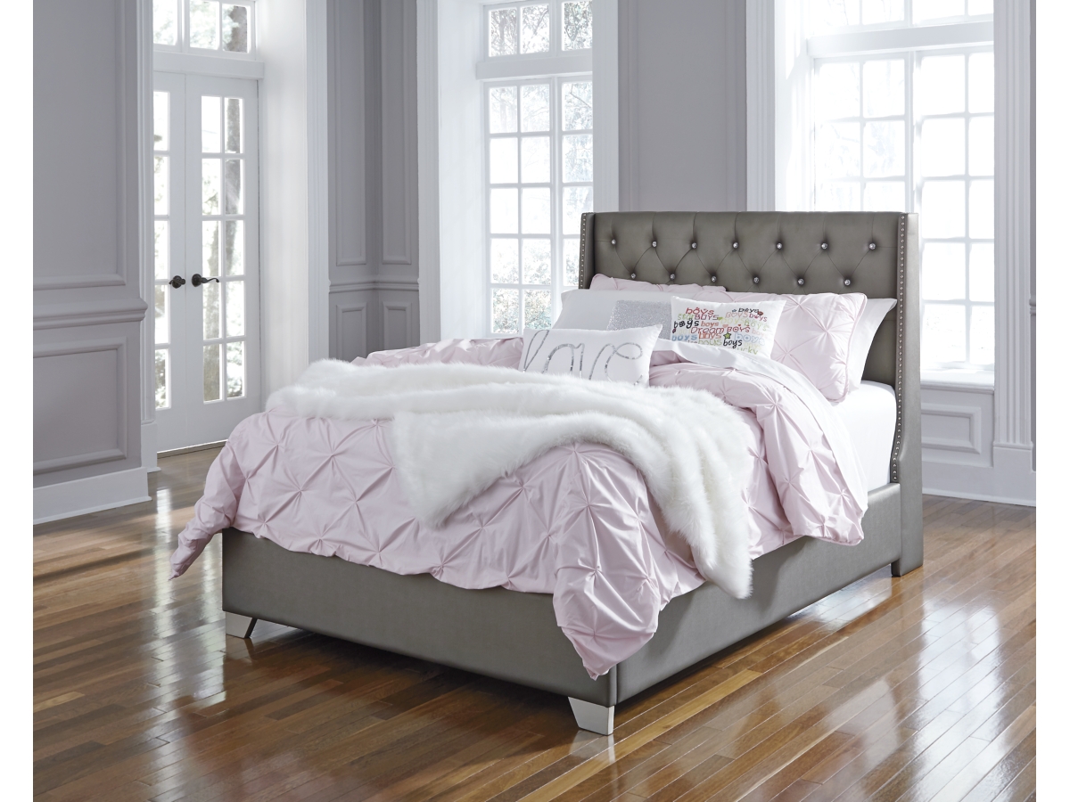 Coralayne Full Vinyl Upholstered Bed with Faux Diamond Tufting