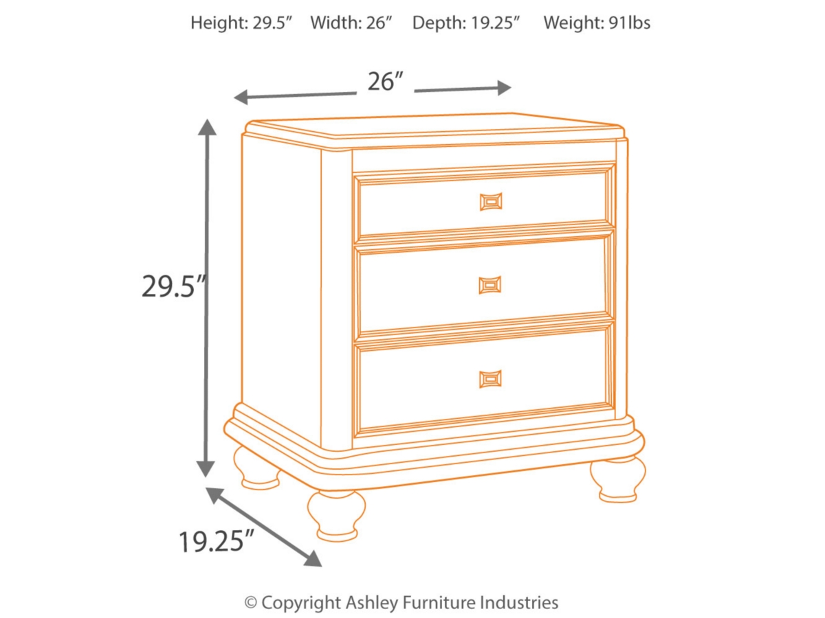 Coralayne 26" 3 Drawer Nightstand