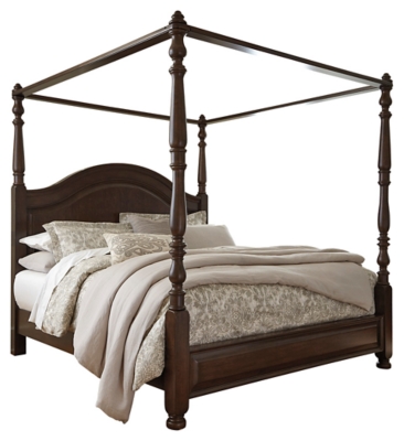 Lavidor King Canopy Bed, Brown, large