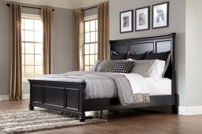 Greensburg Queen Panel Bed, Black, large