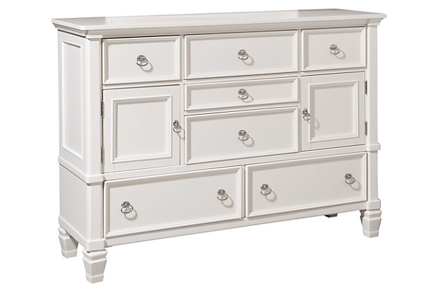 Pice 7 Drawer Dresser Ashley, Dresser With Frosted Glass Drawers
