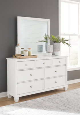 B680B1 Fortman 7 Drawer Dresser and Mirror, White sku B680B1