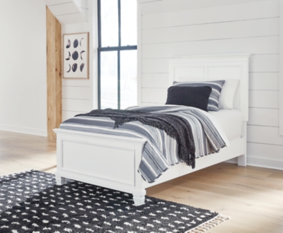 Fortman Twin Panel Bed, White, rollover