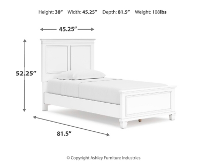 Fortman Twin Panel Bed, White, large