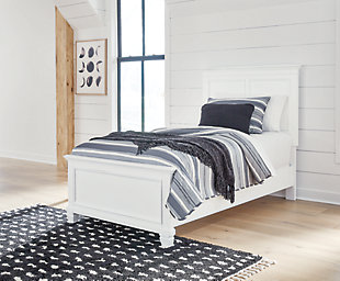 Fortman Twin Panel Bed, White, rollover
