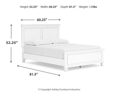 Fortman Full Panel Bed, White, large