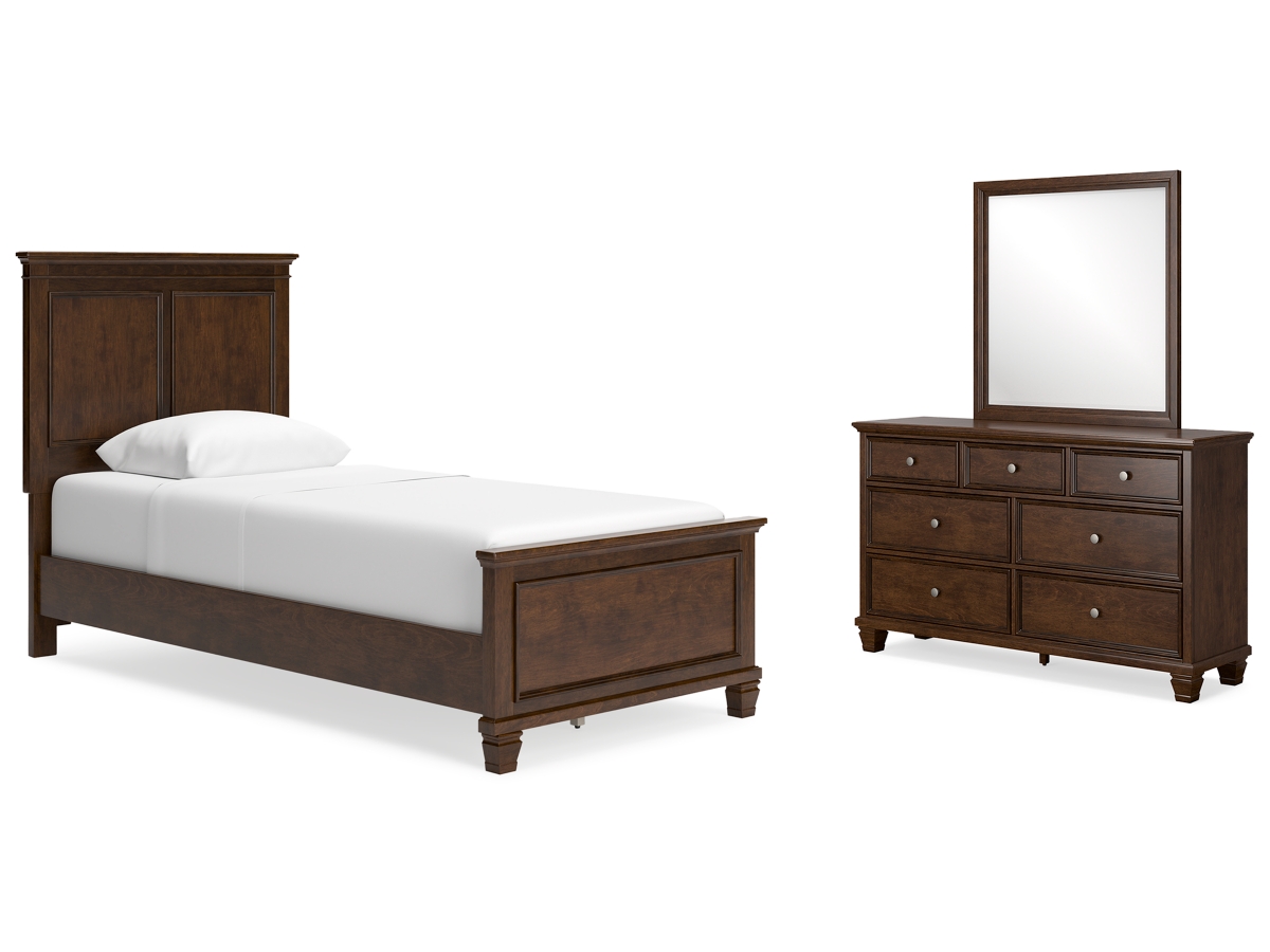 Signature Design by Ashley Danabrin Queen Panel Bed with Mirrored Dresser - Twin