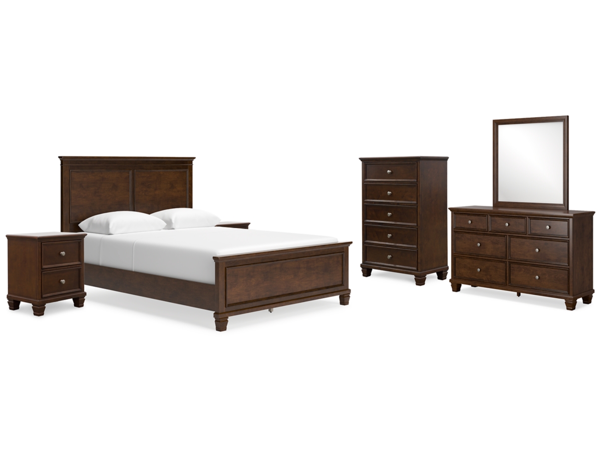 Signature Design by Ashley Danabrin Queen Panel Bed with Mirrored Dresser, Chest and 2 Nightstands - Queen