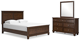 Danabrin Queen Panel Bed with Mirrored Dresser, Brown, large