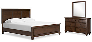 Danabrin California King Panel Bed with Mirrored Dresser, Brown, large