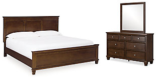 Danabrin King Panel Bed with Mirrored Dresser, Brown, large