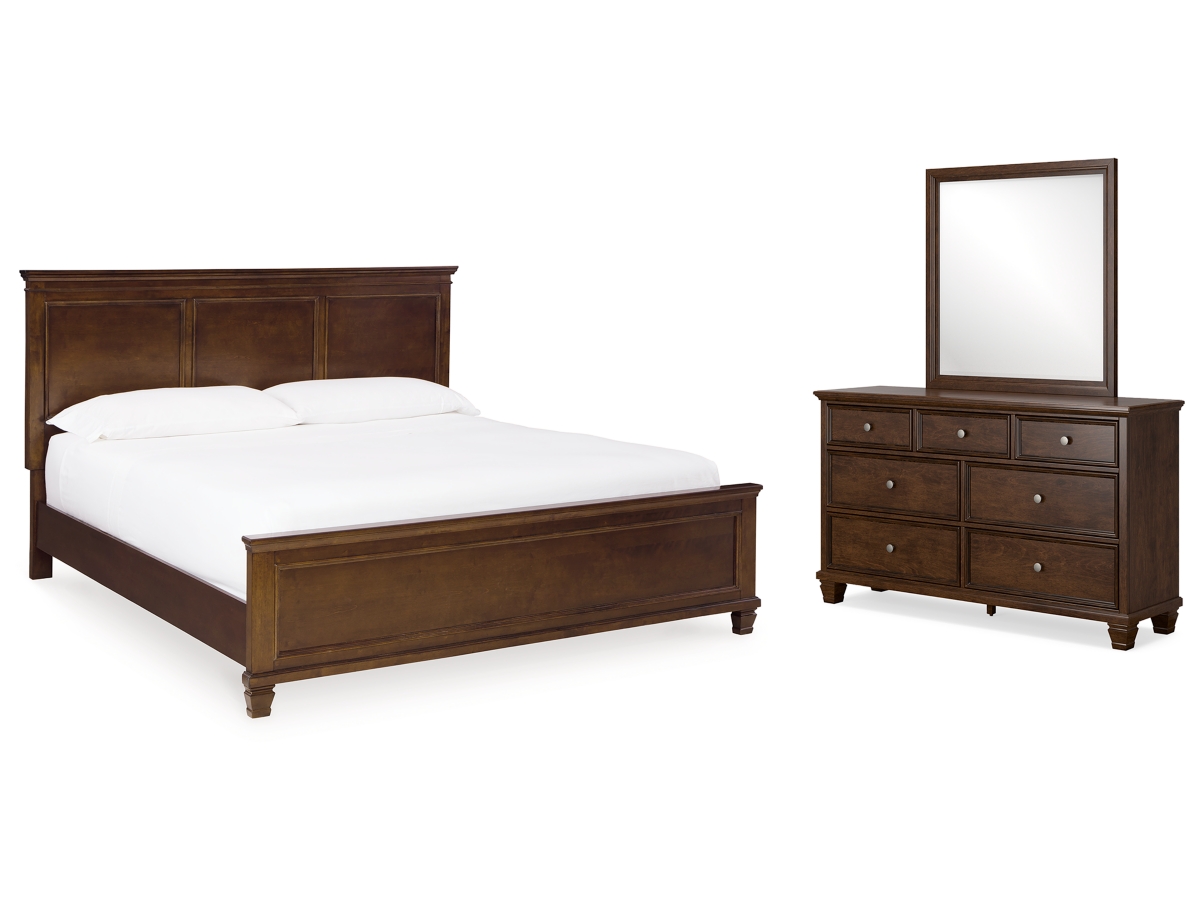 Signature Design by Ashley Danabrin Queen Panel Bed with Mirrored Dresser - King