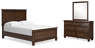 Danabrin Full Panel Bed with Mirrored Dresser, Brown, large