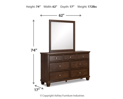 Danabrin Twin Panel Bed with Mirrored Dresser, Brown, large