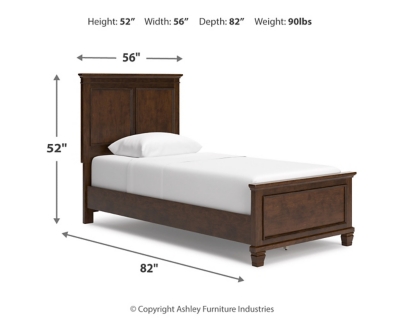 Danabrin Twin Panel Bed, Brown, large