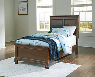 Danabrin Twin Panel Bed, Brown, rollover