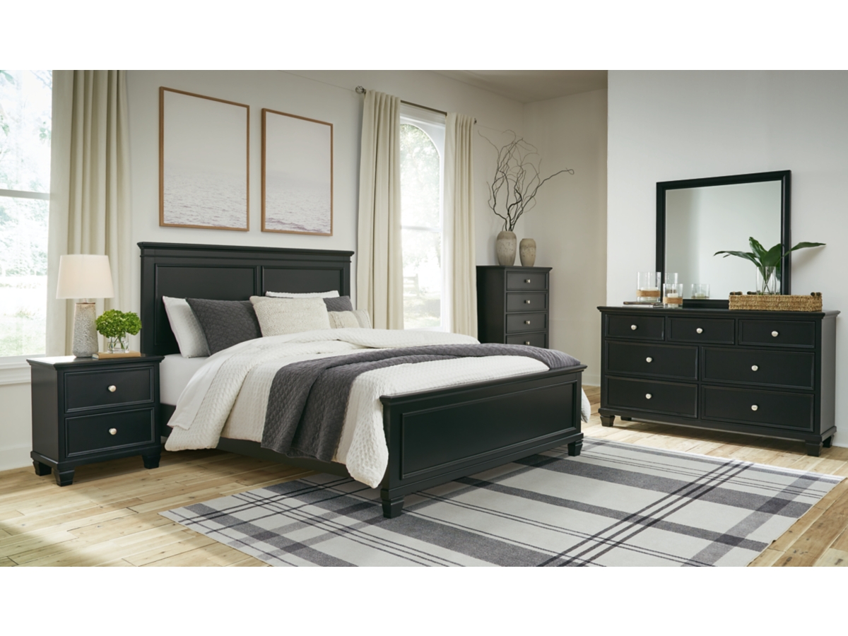 Lanolee Panel Bed - Black Lanolee Panel Bed - Black