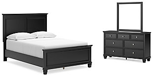 Lanolee Full Panel Bed with Mirrored Dresser, Black, large