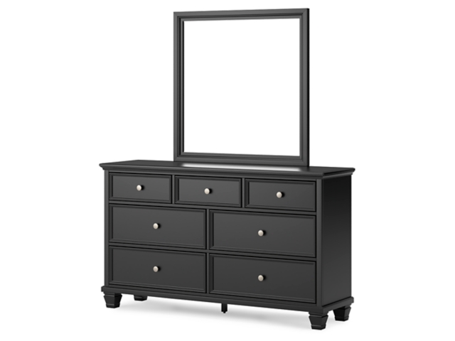 Ashley Lanolee 7 Drawer Dresser and Mirror, Black
