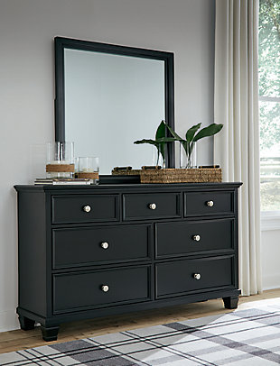 Lanolee Dresser and Mirror, Black, rollover