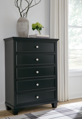 B687-46 Lanolee 5 Drawer Chest of Drawers, Black sku B687-46