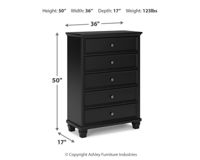 Lanolee Chest of Drawers, Black, large
