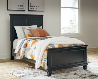 Lanolee Twin Panel Bed, Black, rollover