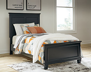 Lanolee Twin Panel Bed, Black, rollover