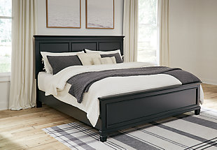 Lanolee King Panel Bed, Black, rollover