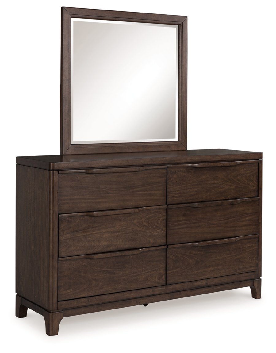 Korestone: cama tapizada Queen con cabecera, cómoda y espejo - image 2