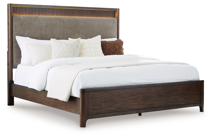 Korestone: cama tapizada Queen con cabecera, cómoda y espejo - image 4