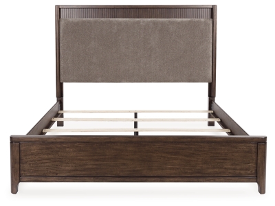 Korestone King Upholstered Panel Bed, Dark Brown, large
