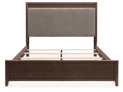 Korestone King Upholstered Panel Bed, Dark Brown, large