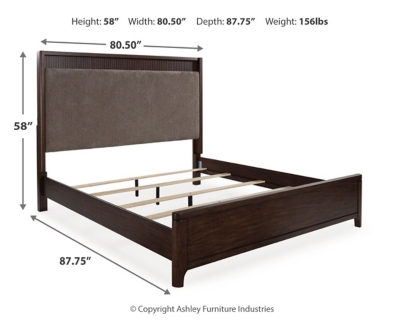 Korestone King Upholstered Panel Bed, Dark Brown, large