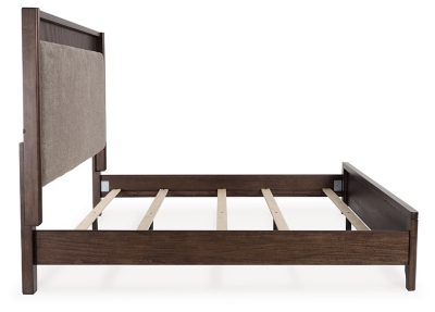 Korestone King Upholstered Panel Bed, Dark Brown, large