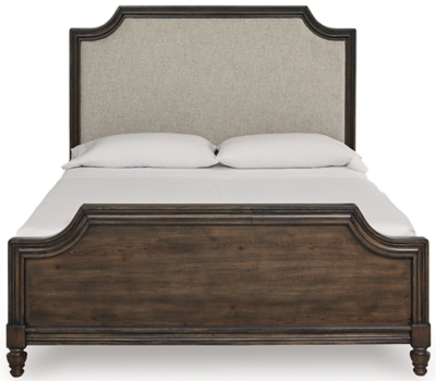 Veramond California King Upholstered Panel Bed, Dark Brown, large