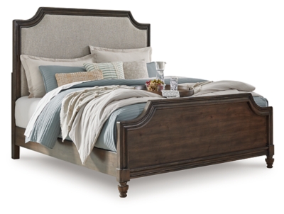 Veramond California King Upholstered Panel Bed, Dark Brown, large