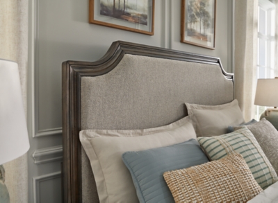 Veramond California King Upholstered Panel Bed, Dark Brown, large